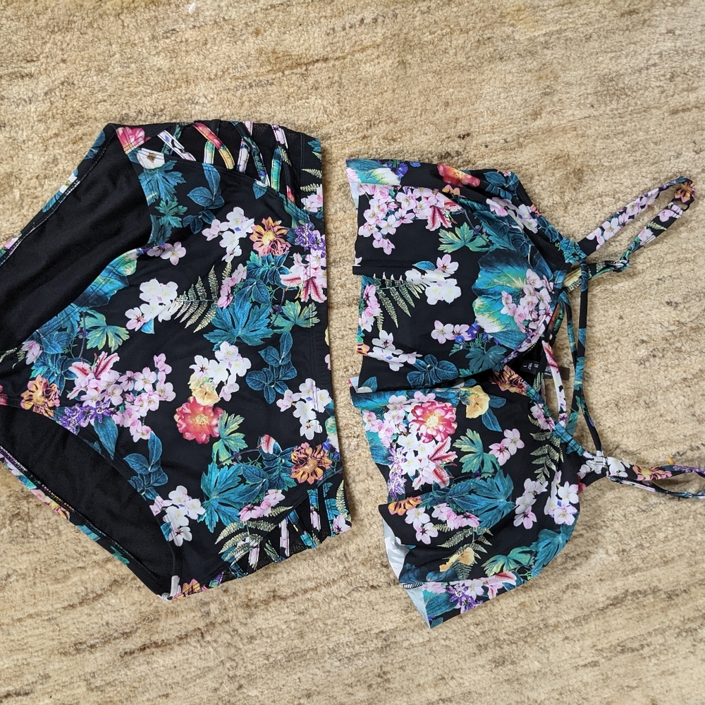 Torrid tropical flowers 1 2 swim suit swimwear